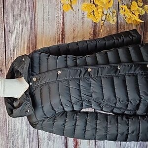 NEW GIUNA BLACK HOODED ZIP-UP LONG SLEEVE PUFFER JACKET COAT